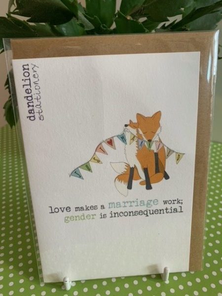 love makes marriage work; gender is inconsequential - Dandelion Stationery card