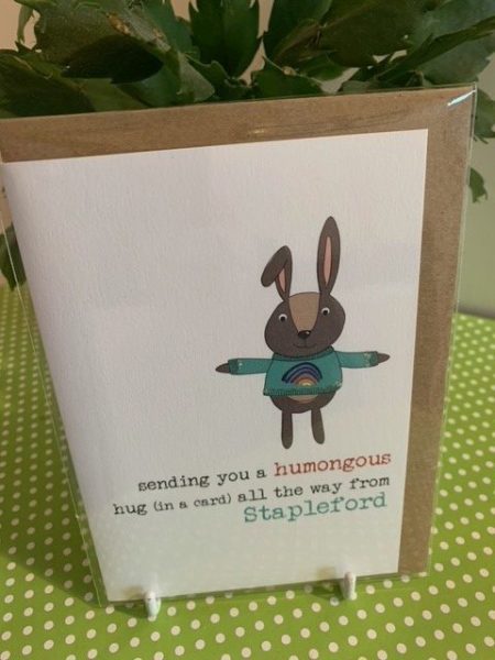 sending a humongous hug... from Stapleford - (rabbit) - Dandelion Stationery card