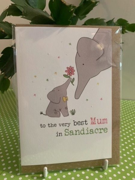 to the very best Mum in Sandiacre - (elephant) - Dandelion Stationery card