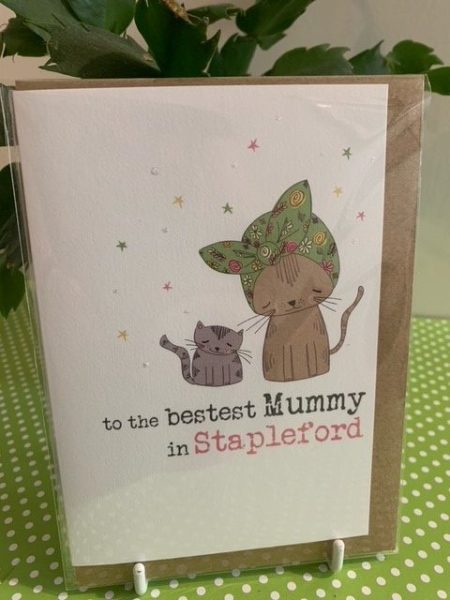 to the bestest Mummy in Stapleford - (cat) - Dandelion Stationery card