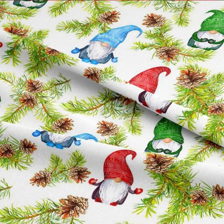 Christmas Pine Gonks 100% Cotton Fabric- 1m - Image 2