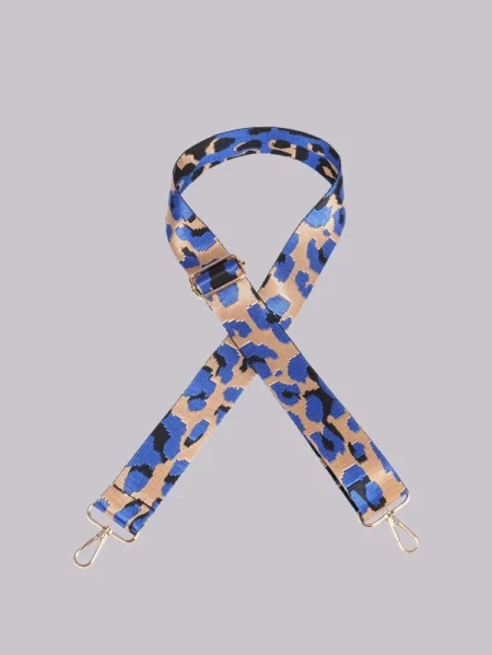 Blue leopard Print - adjustable woven bag strap (#1)