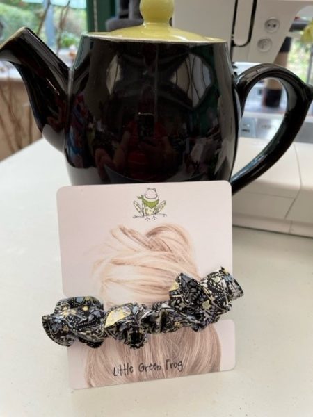 Black paisley floral design - hair scrunchie