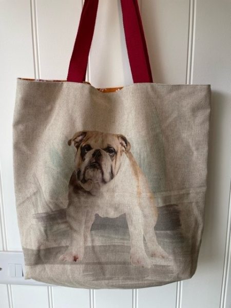 Bull Dog design - shopping tote bag (short handle)