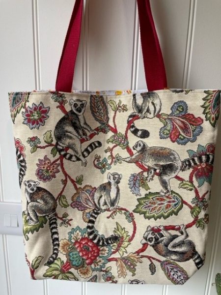 Lemur tapestry fabric - shoulder tote bag