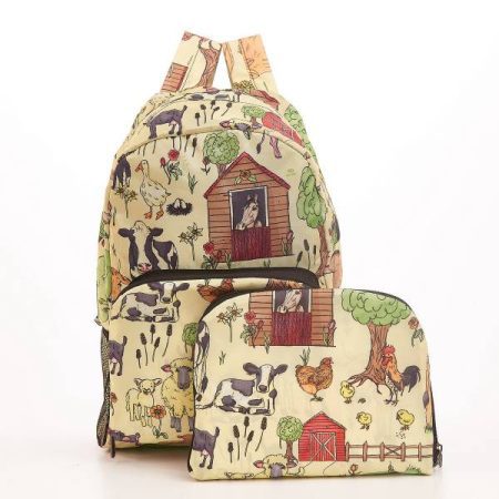 Farm Animals - Eco Chic Foldable backpack - Beige