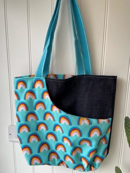 Rainbow design - shoulder tote bag with pocket