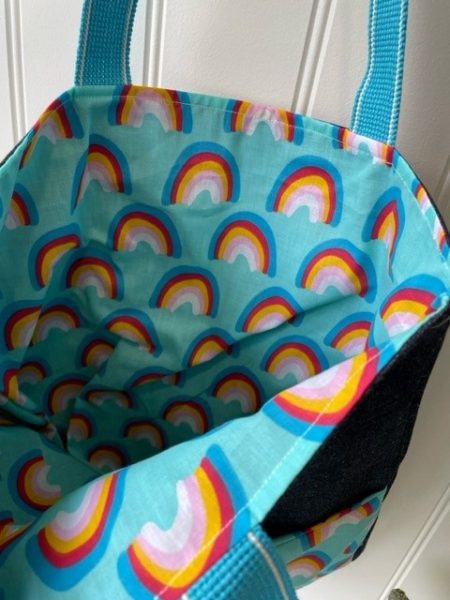 Rainbow design - shoulder tote bag with pocket - Image 2