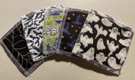 Halloween - washable, re-usable bamboo face wipes x 4