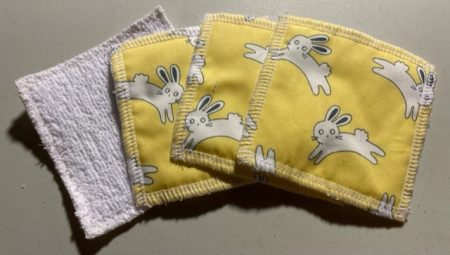 Lemon Bunny - washable, re-usable bamboo face wipes x 4