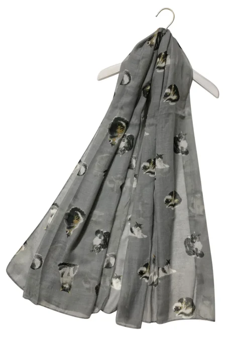 Cats Lightweight Scarf - dark grey (3419)