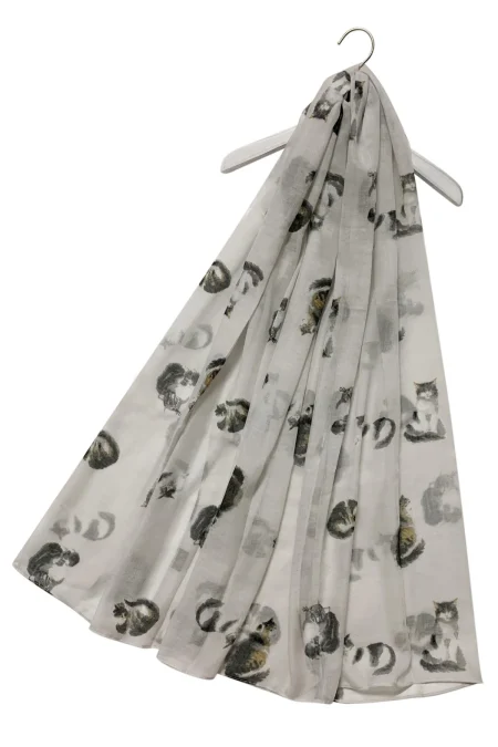 Cats Lightweight Scarf - light grey (3419)