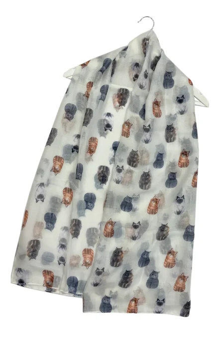 Cat Medley Lightweight Scarf - white (5036)