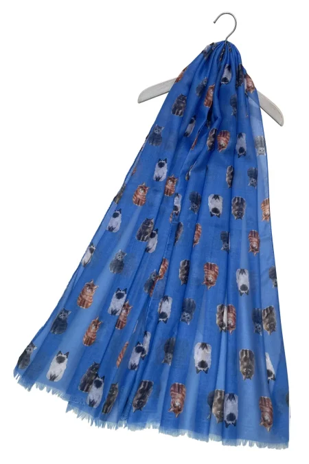 Cat Medley Lightweight Scarf - blue (5036)