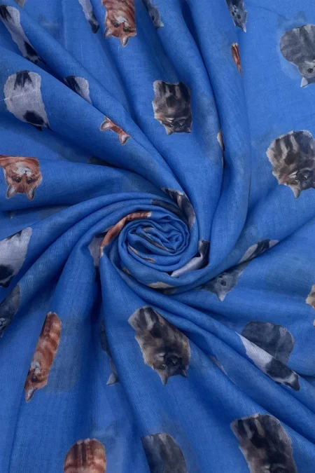 Cat Medley Lightweight Scarf - blue (5036) - Image 2