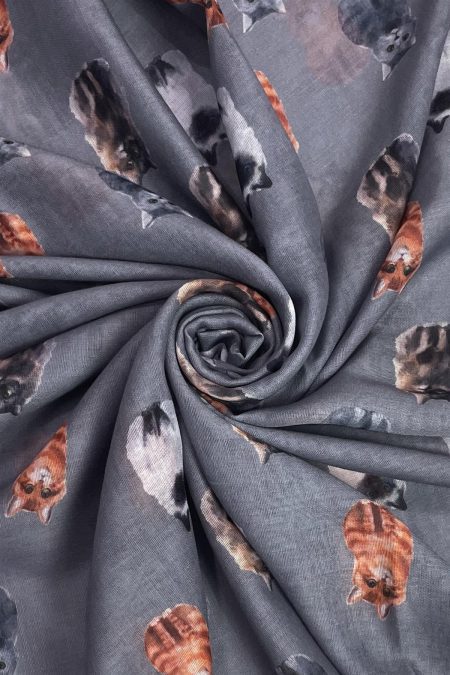 Cat Medley Lightweight Scarf - dark grey (5036) - Image 2