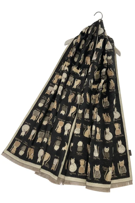 Cat Medley - thick winter scarf – black/brown (7246)