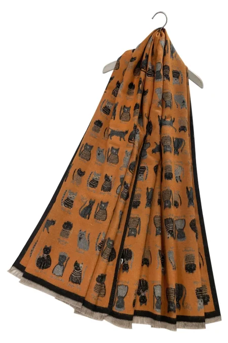 Cat Medley - thick winter scarf – orange/black (7246)