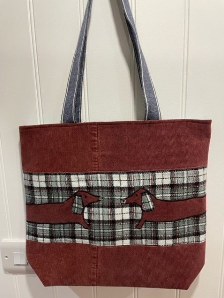 Dachshund design Corduroy shoulder tote bag