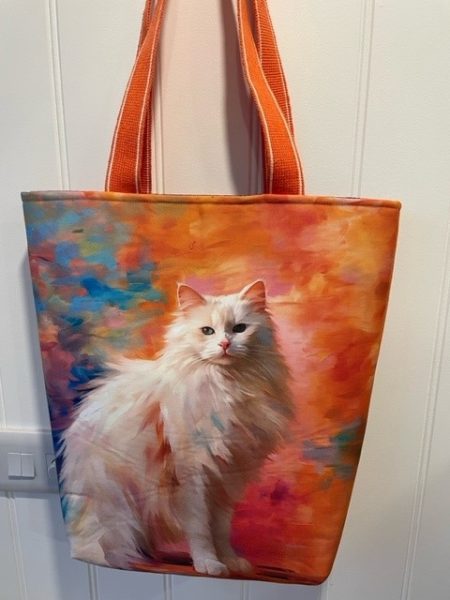 White Cat design tote bag