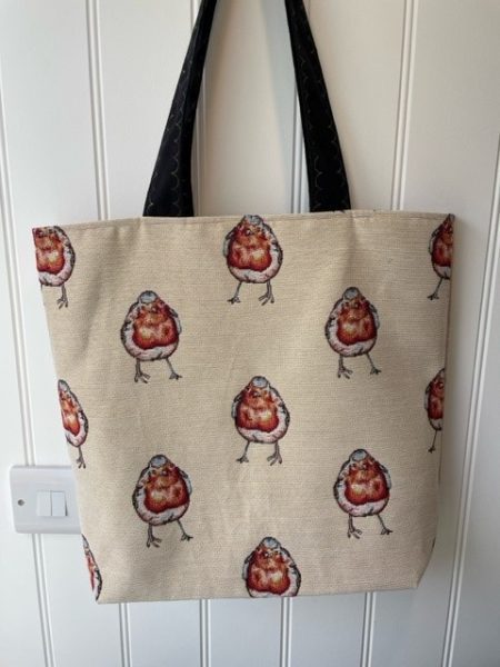 Robin tapestry fabric - shoulder tote bag