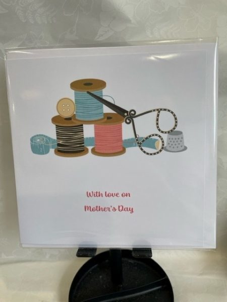 With love on Mother's Day (Cotton reels/sewing) - Little Green Frog card