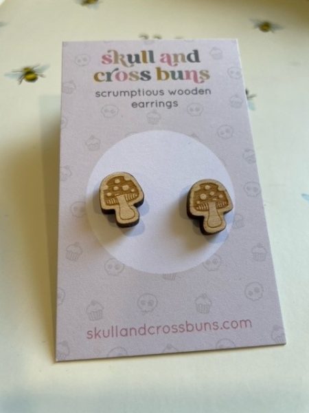 Toadstools - Laser cut wooden stud earrings - Skull & Cross Buns