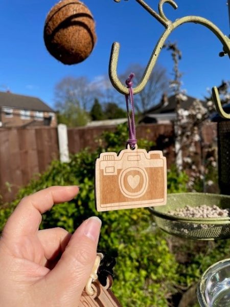 Camera - Laser cut wooden hanging decoration - Skull & Cross Buns