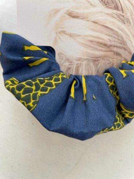 Navy Giraffe design - hair scrunchie - Image 2