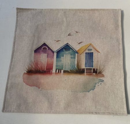 Beach Huts design (#4)  Linen Cushion Cover  - LGF