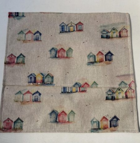 Beach Huts design (#3)  Linen Cushion Cover  - LGF - Image 2