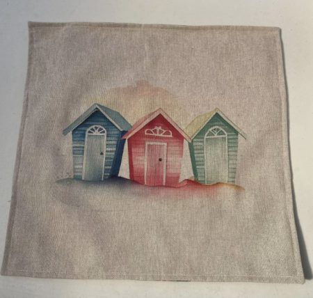 Beach Huts design (#2)  Linen Cushion Cover  - LGF