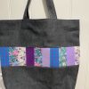 Purples - Denim Panel detail bag - tote bag carry handle