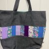 Purples - Denim Panel detail bag - tote bag carry handle - Image 2