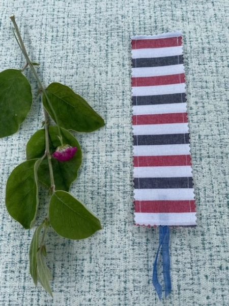 Red/white/blue stripe design - fabric bookmark