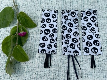 White Skull design - fabric bookmark