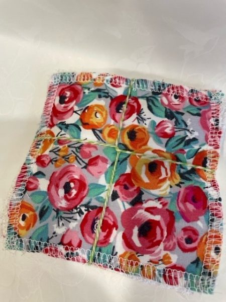 Bright Floral design - washable, re-usable bamboo face wipes x 4