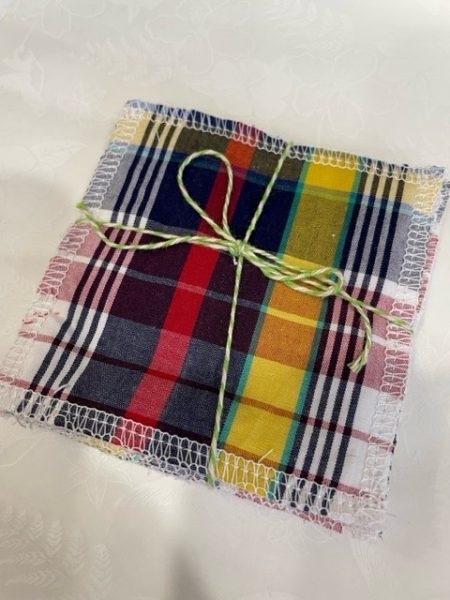 Tartan design - washable, re-usable bamboo face wipes x 4