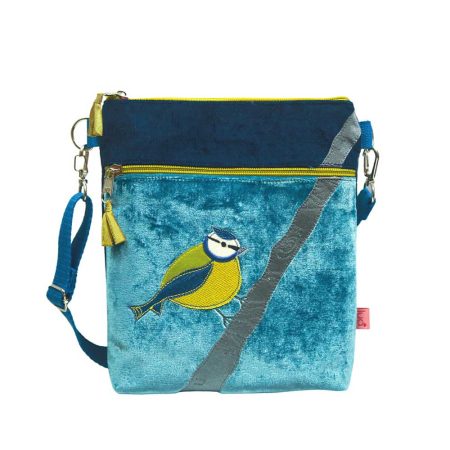 Blue Tit Cross Body Bag - Grey - Lua Designs