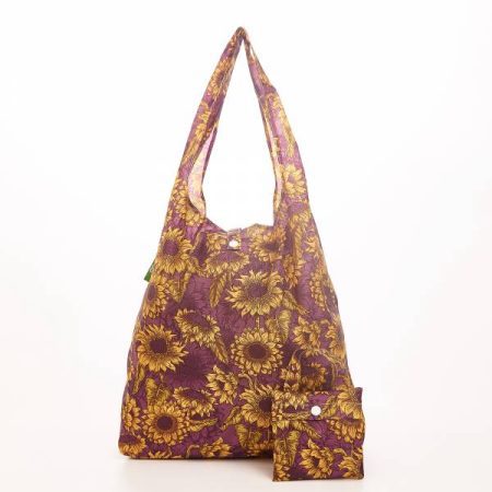 Sunflowers - Eco Chic Foldaway Shopping Bag - maroon