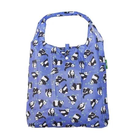 Panda - Eco Chic Foldaway Shopping Bag - blue