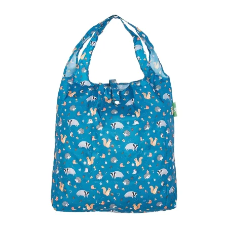 Woodland Animals - Eco Chic Foldaway Shopping Bag - teal