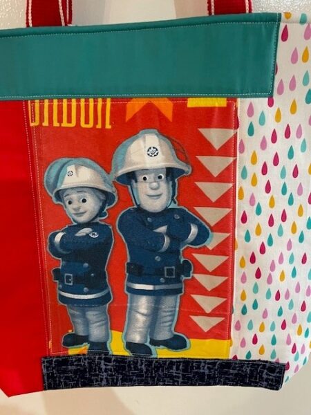 Fireman Sam design #2 patchwork  shopping tote bag - Image 2