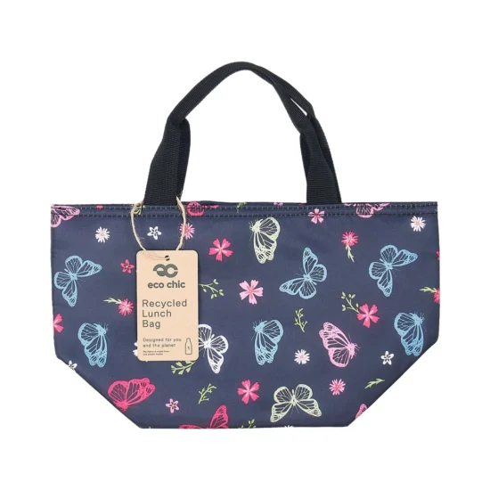 Butterfly - Black - Eco Chic Foldable Lunch Bag
