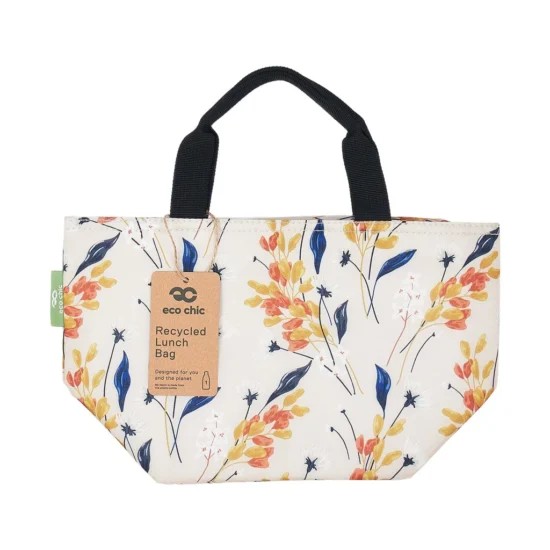 Spring Flowers - Beige - Eco Chic Foldable Lunch Bag