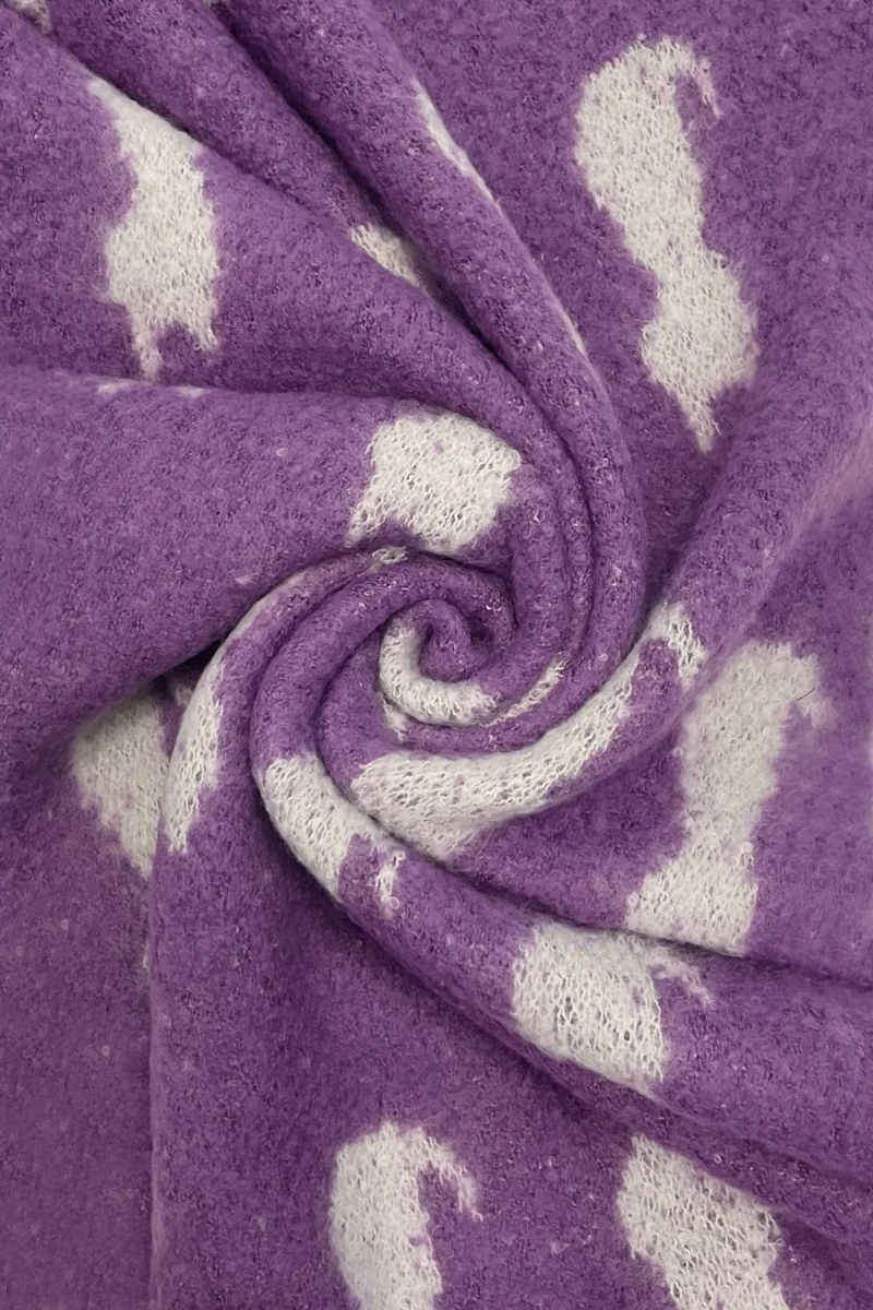 Cat Print Design Diagonal Edge Wool Blend Scarf - Image 2