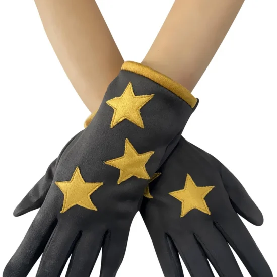 Charcoal Grey Star Print Suede Touchscreen Ladies Gloves