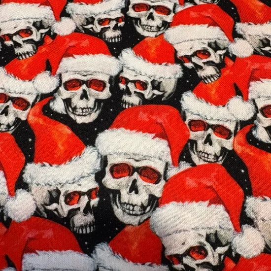 Santa Hat Skull design - cotton fabric 1m pre-cut