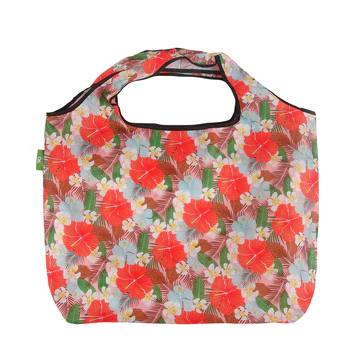 Hibiscus Print design - Eco Chic - Large Foldaway Shopping Bag