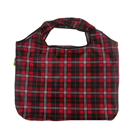 Red Tartan design - Eco Chic - Large Foldaway Shopping Bag